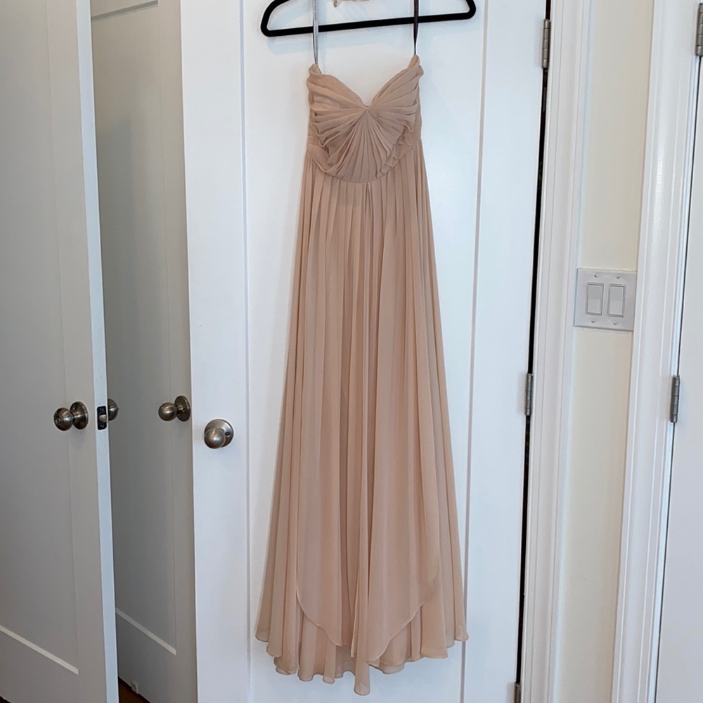 Jenny Yoo Mira Strapless Chiffon Gown Blush Sz 2